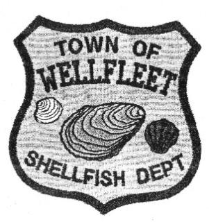 Photo of Shellfish Badge with words "Town of Wellfleet Shellfish Dept"