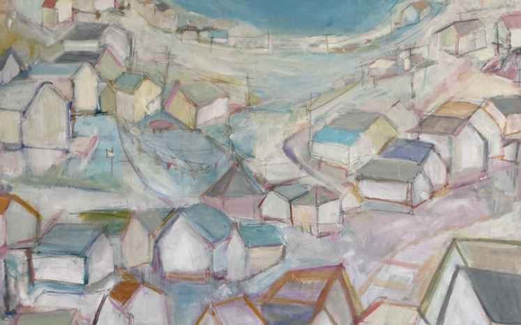 "HARBOR”: OIL ON CRADLED WOOD 40" X 32” 2023