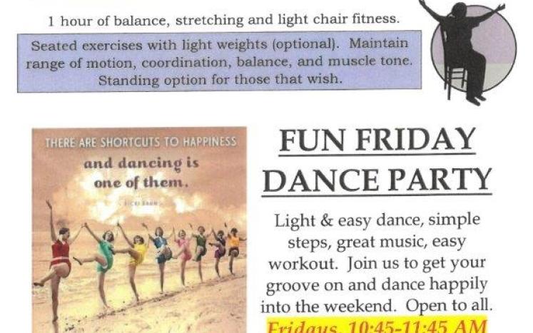 Sit & Fit (Mon./Wed.) and Fun Friday Dance with Jenny - Free for Wellfleet Residents