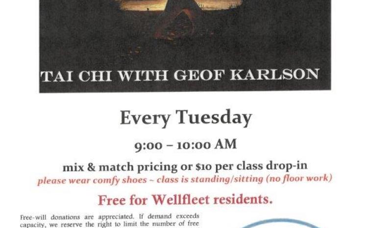 Tai Chi May 2023 - Tuesdays with Geoff - Free for Wellfleet residents