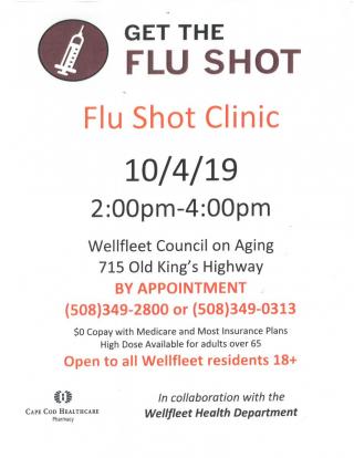poster for event states that the clinic is open for residents ages 18 years and up and the clinic will take place on October 4