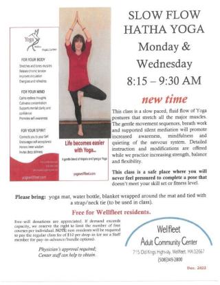 Slow Flow Yoga with Patty - FREE for Wellfleet residents
