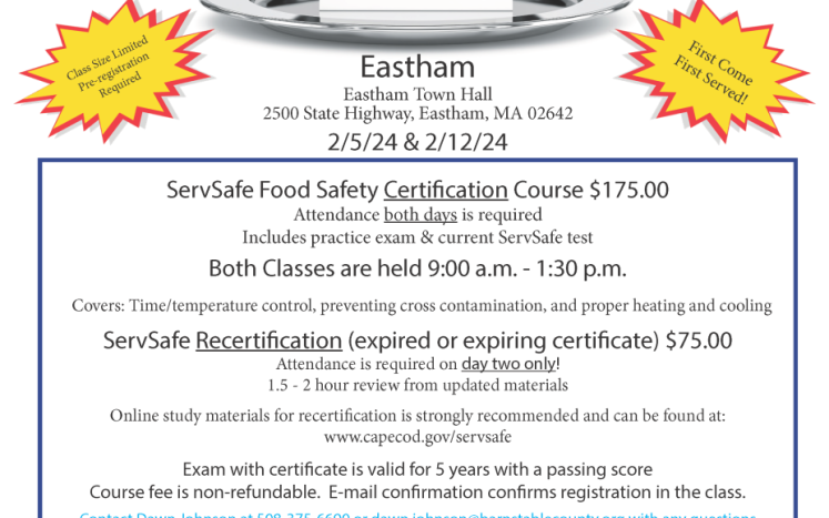 Serve Safe Classes in Eastham